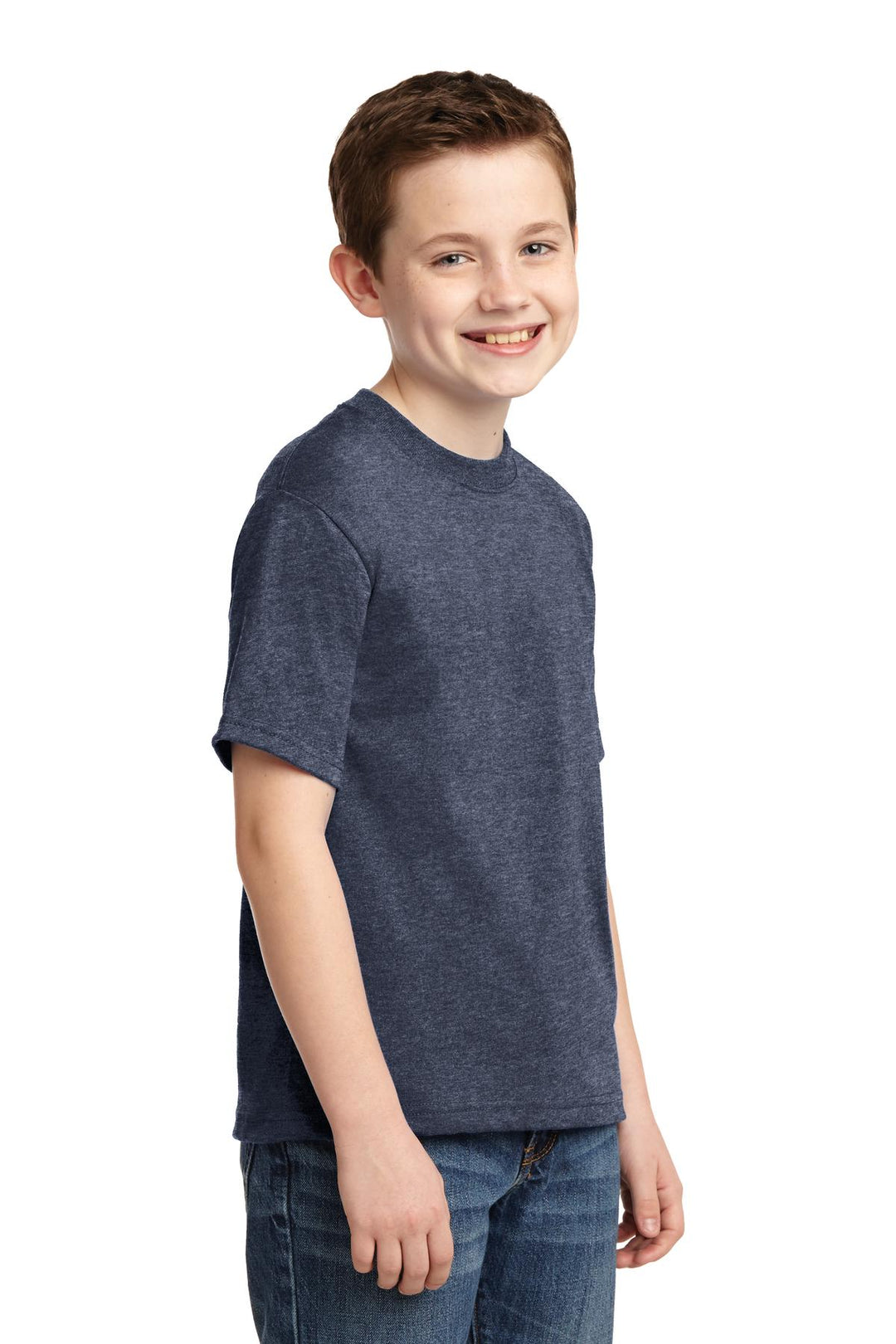 Vntg Hthr Navy Jerzees - Youth Dri-Power 50/50 Cotton/Poly T-Shirt. 29B