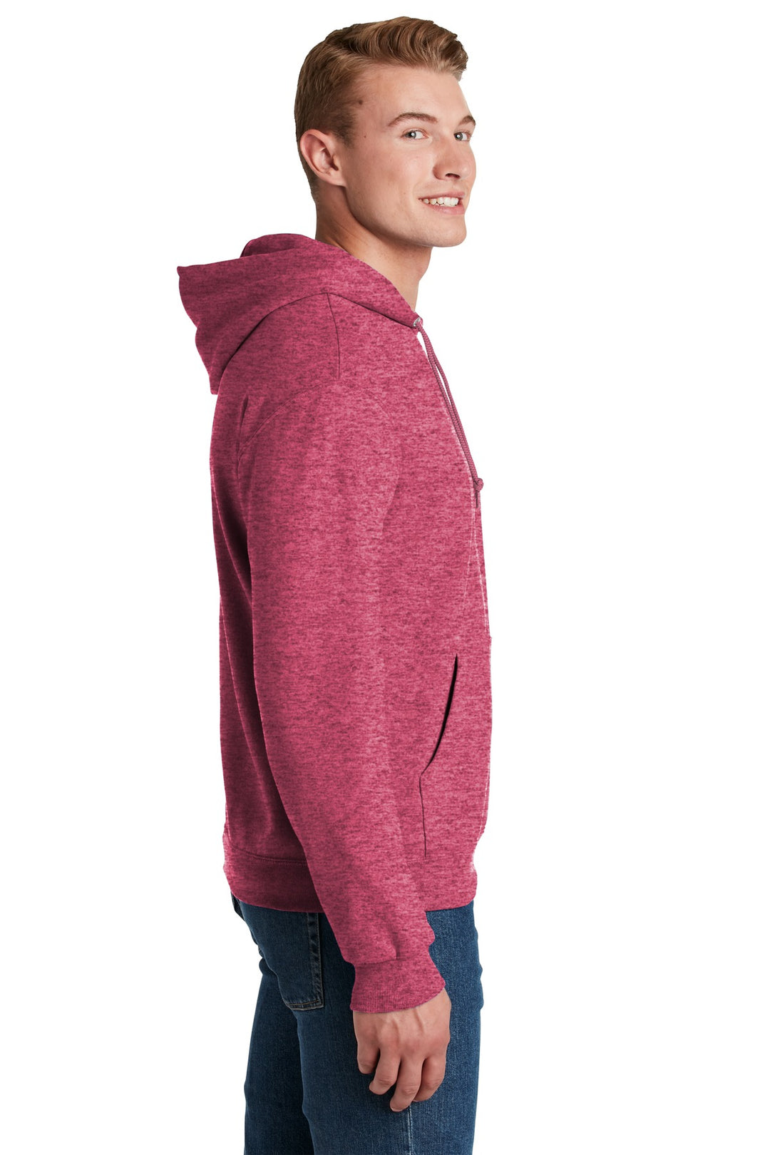 Vntg Hthr Red Jerzees NuBlend Pullover Hooded Sweatshirt. 996M