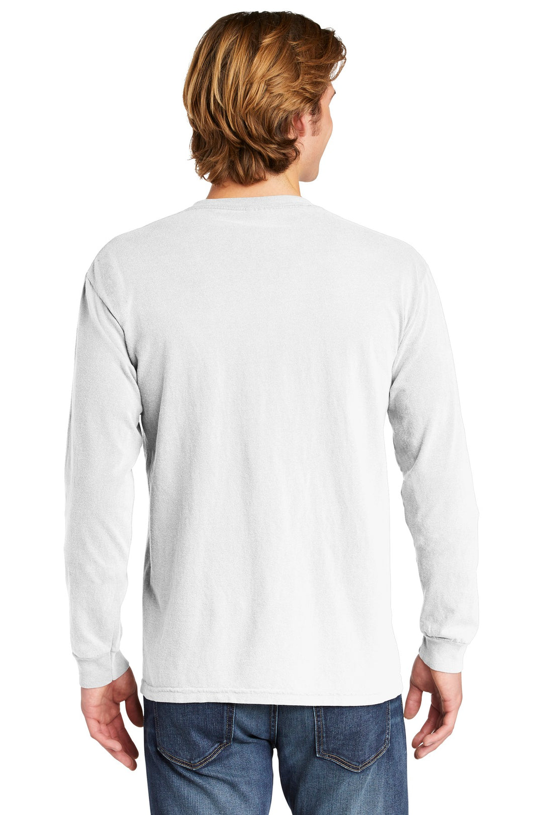 White COMFORT COLORS Heavyweight Ring Spun Long Sleeve Pocket Tee. 4410